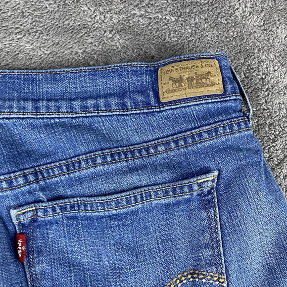 Levis 515 Capri Jeans Women 14 Blue Medium Wash Denim Cuffed Mid Rise - Picture 15 of 15